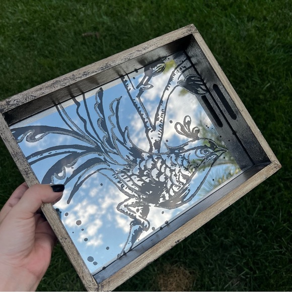 Fujian Jianou Furen Wood Industry Decorative Mirrored Tray with Bird Design - Picture 8 of 10